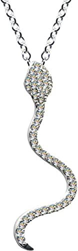 Collana con ciondolo a forma di serpente/vero argento 925 con zirconi/collana in stile Liberty / colore pietra: bianco trasparente/Acquista gioielli online / 54029, Argento Sterling 925, zirconi,
