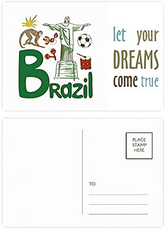 Brasilien National-Symbol Wahrzeichen Muster Dream Come True Postkarten-Set Dankeskarte Versandseite 20 Stück