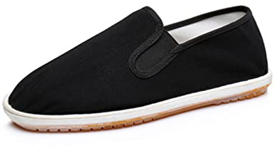 ZhuiKun Martial Arts Shoes Chinese Traditional Kung Fu Tai Chi Flat Shoes Old Beijing Cloth Shoes Espadrilles - Black, CN 45