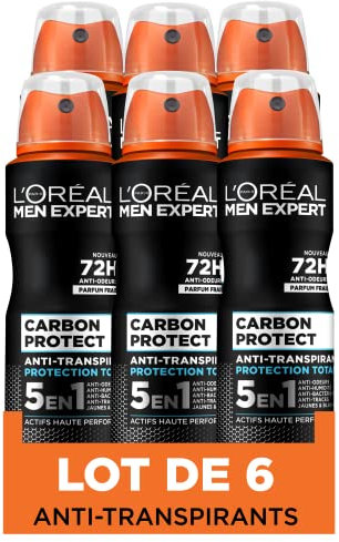 L'Oréal Men Expert Carbon Protect Deodorant Spray 5-in-1, 150 ml, 6 Stück
