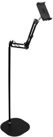 QWORK® Supporto da pavimento per tablet, rotazione a 360°, adatto per telefoni cellulari e tablet da 12-19 cm, base stabile