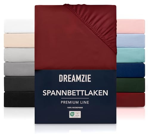Dreamzie - Spannbettlaken 160x200cm | Mikrofaser Weich – Für Dicke Matratzen – Oeko-Tex | Komfort, Atmungsaktivität, Pflegeleicht – Burgundy