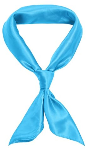 jerbro Damen Chiffon Seidentuch Schals Seidenschal Bandana Halstuch Kopftuch Geschenk Frauen Mädchen Halloween Karneval Kostüm Zubehör 60 * 60 cm (Himmelblau, 60 * 60 cm/23.6 * 23.6 in)