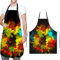 YUNZHISHIYE Tablier Bbq Imperméable, Tablier Graffiti Coloré, Tablier De Cuisine Pour Hommes, Tablier De Cuisine Réglable Avec Poches, Tablier De Serveur (noir)