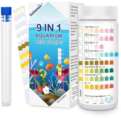 SaySummer Aquarium Test Strips for Fish Tank: 9 in 1 Aquarium Ammonia Test Strips for Fish Tank - 125 Counts Aquarium Water Test Kit Testing Ammonia Nitrogen, Copper, pH and More