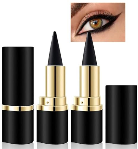 KHDULQ 2 Stück Matte Schnell Trocknender Eyeliner,Kajalstift Wasserfest,Eyeliner Stick Pencil für Ein Alltägliches Schminke Lang Anhaltendes Augen Make Up,für Langanhaltend Lidschatte (Schwarz)