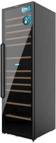 Cecotec Cave à Vin 176 Bouteilles Bolero GrandSommelier Duo 176000 Black. Température Duale, Protection UV, Alarme Température, Filtre Charbon, Porte Réversible, LED, Compresseur Efficace