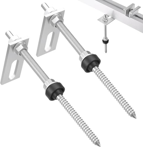 2 set hängbultar M10 x 200 mm, höjdjusterbar hängare i rostfritt stål med adapterark, M10-bultar för solcellsinstallation på byggnadstak