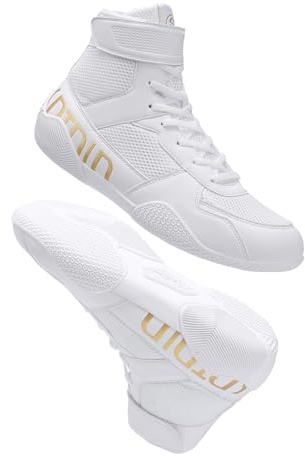 Men's Wrestling Shoes with Lightweight,Sdtdid Boxing Shoes for Gym, Trainning, Powerlifting,Etc. White
