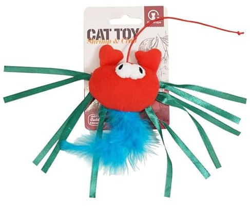DAFORERAL Catnip Cat Toy Plush Ocean Animal Design With Feather Tail, Interactive Pillow For Kittens To Bite, Kick, And Self Play (crab)