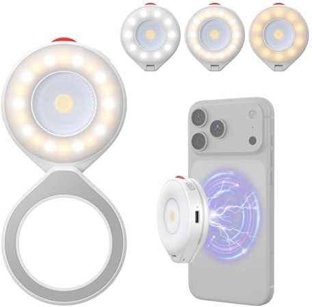 TELESIN 2-en-1 Téléphone Magnétique Lumière Selfie avec Flash, Compatible MagSafe, CRI 85+, 5000 lux Anneau Lumière pour iPhone/Android, Lampe Selfie LED idéale pour Vlogs/Photo/TikTok/Vidéo