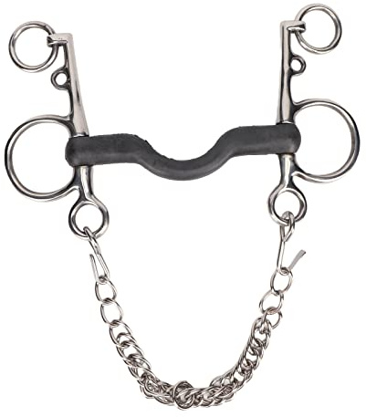 ZSDLKUTYR Filetto a Bocca di Cavallo in Acciaio, Rullo a Bocca di Cavallo con Gomma Centrale Rivestita, morso a Bocca di Cavallo lucidato a Mano per Pressione e Controllo Uniformi, Cavallo (135MM)