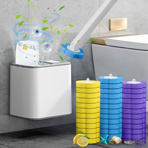 MZJAUVF Escobilla Baño Desechable WC, Escobilla WC con Aromaterapia, Escobillas de Baño con 36 Esponjas, Limpieza Profunda Toilet Brush, Baño Escobilla con Soporte para Baño, Piscina, Lavabo