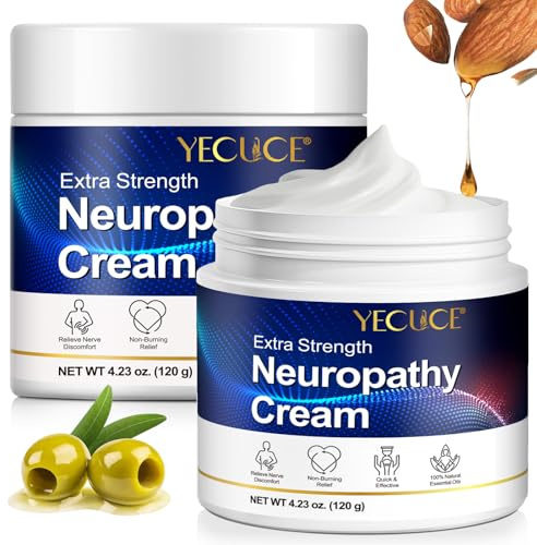 2-Pack Neuropathy Pain Relief Cream for Feet, Hands & Legs - Plant-Powered, Non-Greasy Formula for Tingling & Burning Sensations, 120g Each