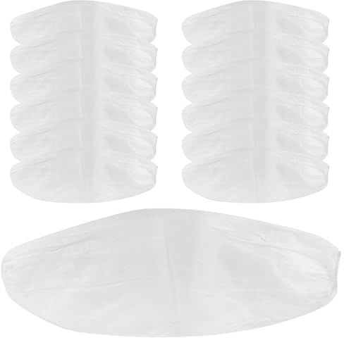 Veemoon 50 Manchons Jetables Élastiques en Tissu Non Tissé Blanc, Respirants et Résistants Cuisine et Nettoyage à Domicile
