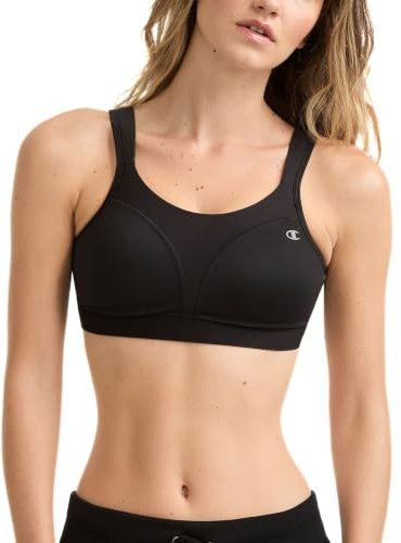 Champion Women's Sports Bra, High-Impact, Maximum Support, Breathable, Moisture-Wicking Fabric, Black, 34C