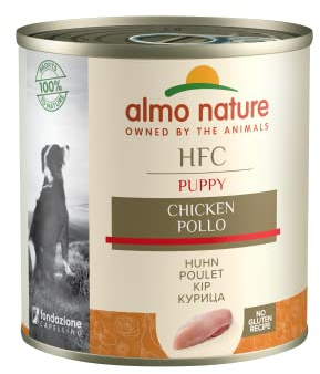 Almo Nature HFC Natural Puppy - Nourriture Humide pour Chiots avec Poulet à l'origine Propres à la consommation Humaine et désormais utilisée pour la préparation des Aliments pour Chiens.