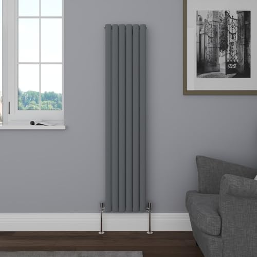 NRG 1600x354 Oval Column Designer Radiator Bathroom Central Heating Single Anthracite