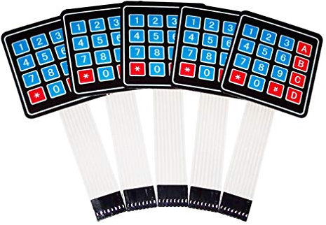 HiLetgo 5pcs 16 Keys 4x4 Matrix Array Membrane Keypad Keyboard AVR 12V for Arduino Robort Parts Raspberry Pi