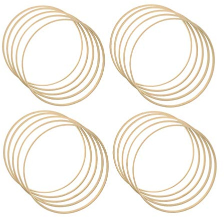 JZK, 20 cerchi in legno da 25 cm, per macramè, per acchiappasogni in legno, anelli floreali per ghirlande da appendere alla parete