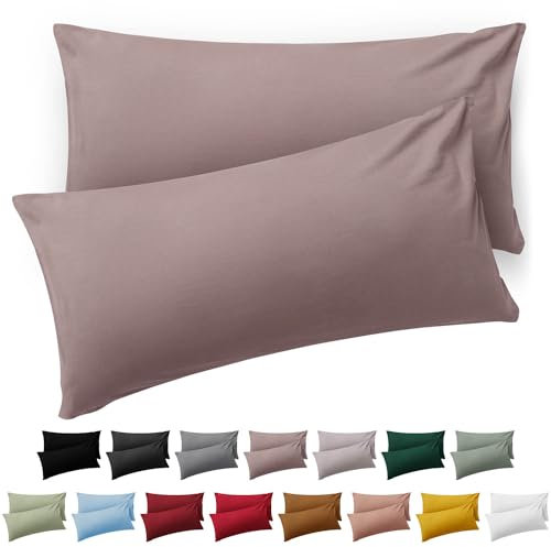 Blumtal Kissenbezug 40 x 80, 2 Stück - Oeko-TEX zert. Kissenbezüge 100% Mikrofaser in extra weich & waschmaschinenfest - Bezug Kissen 40x80 Taupe