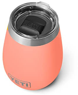 YETI Rambler 10 oz Wine Tumbler, Vacuum Insulated, Stainless Steel with MagSlider Lid, Coral