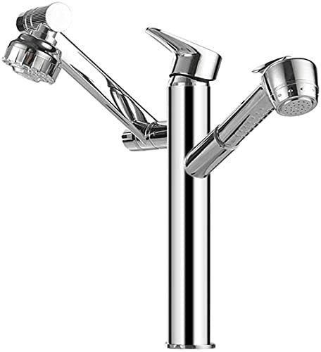Robinet de salle de bain extractible pour lavabo double mode 360 ​​rotatif multifonction robinet de cuisine froid et froid robinet de lavabo avec pulvérisateur mitigeur-noir A-long-noir-court needed