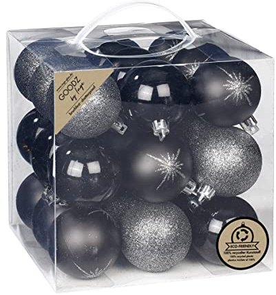 Inge-glas Weihnachtskugeln Kunststoff 6cm 27er Set - Schwarz Mix