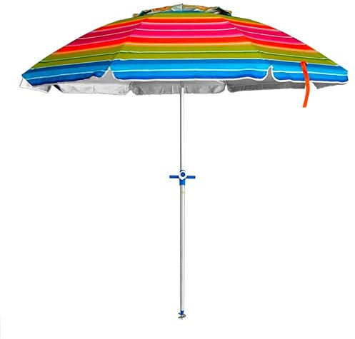 Pincho Großer Strandschirm, 200 cm, winddicht, bis zu 35 km/h, Aluminium, 8+8 Fibreglass Ribs, Gewicht 1,6 kg, Farbton4, Grande, Modern