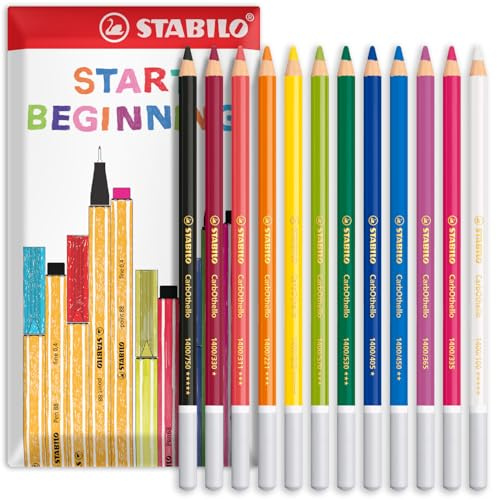 STABILO Chalk-Pastel Pencil CarbOthello - Pack of 12 - Essential Tones in Envelope Gift Packaging