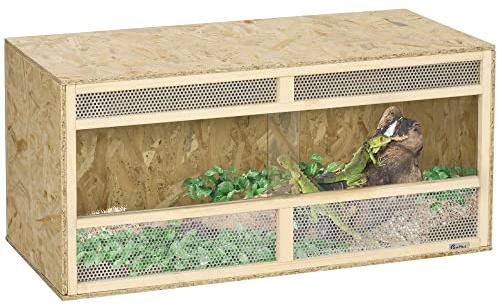 PawHut Terrarium en Bois OSB pour Reptiles avec Porte coulissante en Verre - 100 x 47 x 47 cm
