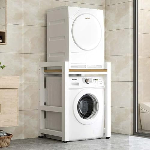 NWRYSM Regal Über Waschmaschine Trommel Waschmaschine Regal Höhenverstellbarer Waschmaschinenschrank für Waschmaschine Trockner Tragfähigkeit 350kg (Walnussfarbe, Weiße Beine)