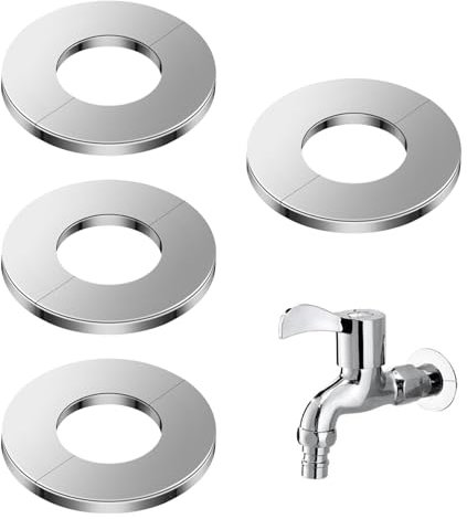 Acunny Toilet Pipe Cover, Decorative Pipe Covers, Pack of 4 Rosette Ring Shower Fitting Cover Plate, Shower Rosette Plate, Shower Pipe Cover, Sanitary Cover Plate for Pipes