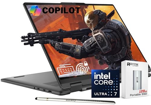 Lenovo 2024 Yoga 7i 2 en 1 AI Laptop, 16 pulgadas WUXGA Touch, Intel 12-Core Ultra 7 155U (Beat i7-1355U), 16GB LPDDR5X RAM, 1TB SSD, retroiluminado, FP, FHD IR Webcam, AI Copilot, Win11 Home, con SSD