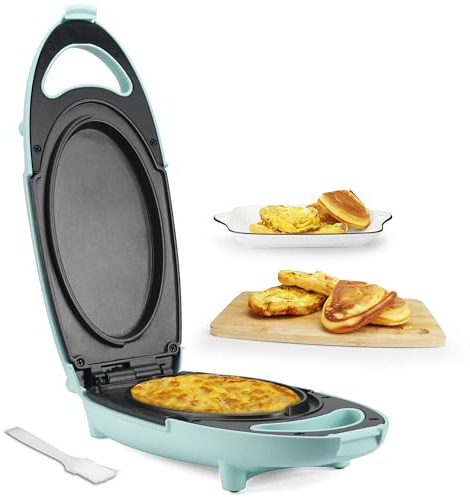 Baker’s Friend Omelette Maker Electric, Omelette Pan Nonstick, Frittata Pan & Egg Pan, Double Sided Pan for Breakfast, Individual Flip Omelette Makers Electric, Aqua