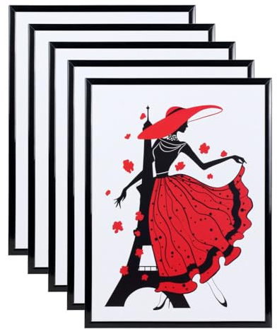 3er 5er 10er Set Bilderrahmen in Schwarz Fotorahmen aus Kunststoff Bilder Foto Posterrahmen Wanddeko Collage AC-6: Farbe: 5er Pack Schwarz | Format: 40x60