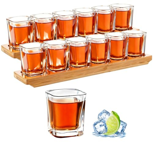 CYEER 12 stycken shotglas 7 cl med 2 hållare