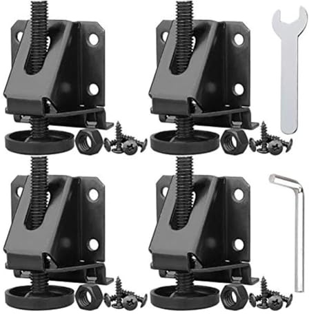 Piedini di livellamento regolabili per carichi pesanti per mobili, armadi e scaffalature - Capacità totale 598,7 kg, gamma di altezza 0-6,3 cm, montaggio con staffa a L