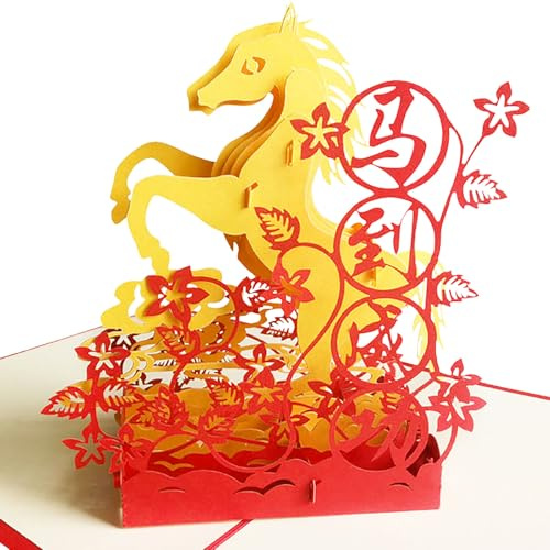 2026 Chinese New Year Greeting Cards - Year of the Horse Design with Envelopes | Traditional Red & Gold Lunar New Year Cards for Family, Friends & Business
