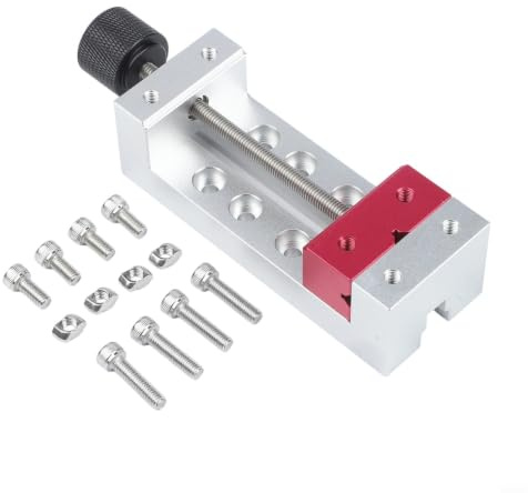 Mini tornillo de banco para máquina de grabado CNC y taladro, mesa de soldadura pequeña con mordaza de 44 mm de ancho, de metal con fijación M5, incluye tornillos de acero inoxidable 304, para