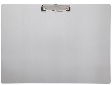 MAUL Klemmbrett A3 | Stabiles Klemmbrett aus Aluminium zum Aufhängen | Schreibunterlage mit Bügeklemme 8 mm | Clipboard zum Schreiben, Zeichnen in Büro oder Haushalt | A3 Querformat | Silber