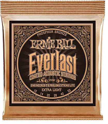 Ernie Ball Everlast Extra Light Coated Phosphor Bronze Akustik-Gitarrensaiten, Stärke 10-50