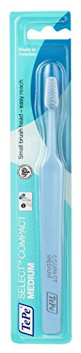 TePe Select Compact Zahnbürste, Medium, 1 Stk., effiziente und leicht zugängliche Reinigung mit spitz zulaufendem Bürstenkopf, Zahnbürste Medium für Erwachsene