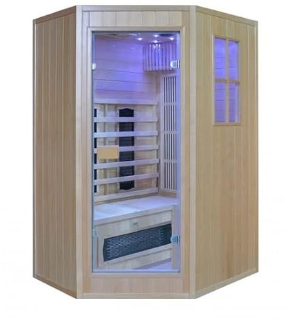 Bagno Italia Sauna 125x110 cm biposto infrarossi e finlandese combinata 6 irradiatori cromoterapia radio I11