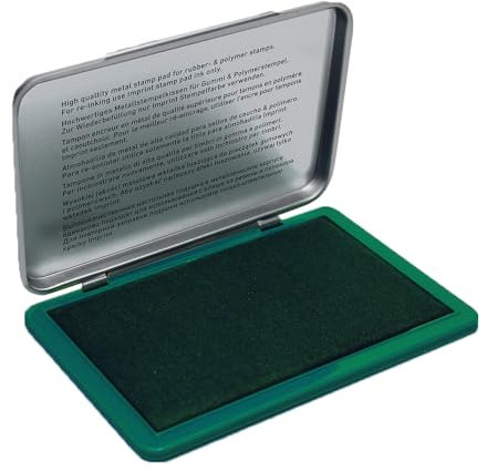 Imprint Handstempelkissen 9073M für den täglichen Bedarf zu Hause und im Büro – 1 Stempelkissen grün, robuster Metalldeckel, wasserbasierte Tinte, Größe 12,5x8 cm, optimal für Handstempel geeignet