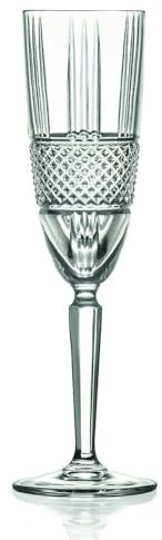 RCR 26968020006 Brillante Luxion Crystal Lot de 6 Verres à Champagne, Flûtes à Champagne en Cristal, 190 ml, Compatibles Lave-Vaisselle, Verres de Boissons pour la Maison, Les Restaurants, Les Fêtes