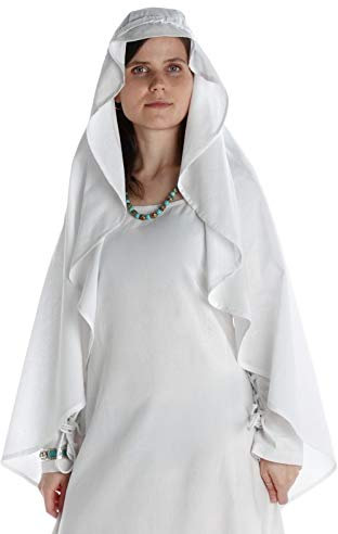 HEMAD Mittelalter Schleier Vör aus Baumwolle Weiß Gewandung LARP