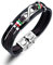 Feilok Lederarmband Herren Armband Männer Leder Edelstahl Unendlichkeit Infinity Symbol Echtlederarmband Schwarz Geflochten mit Push-Pull-Verschluss Einstellbarem