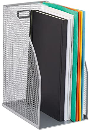 Relaxdays 8 x Stehsammler Metall, DIN A4, Stehordner breit, Mesh, Zeitschriftensammler Büro, HBT: 32 x 16 x 24,5 cm, Silber