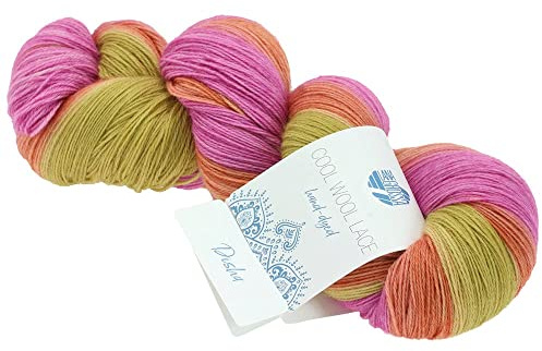 LANA GROSSA Cool Wool Lace Hand-Dyed | Extrafeine Merinowolle waschmaschinenfest, filzfrei und handgefärbt. | Handstrickgarn, 100% Schurwolle (Merino) | 100g Wolle zum Stricken & Häkeln | 800m Garn